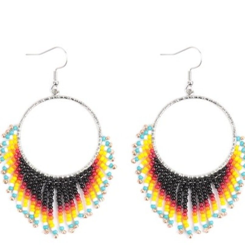 Multicolor Beaded Hoop Earrings